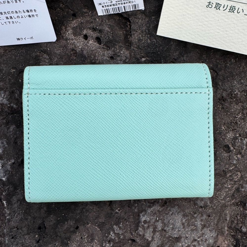 Lanvin en Bleu Mint Leather Compact Wallet w/Box Japan Exclusive Tags & Cards - Picture 6 of 11